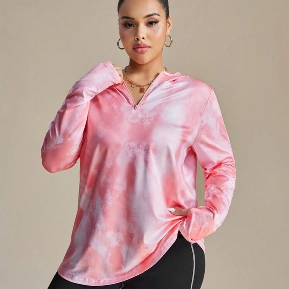 NEW SHEIN Pink Tie-Dye Women's Hoodie & Leggings Workout Set - Picture 6 of 9